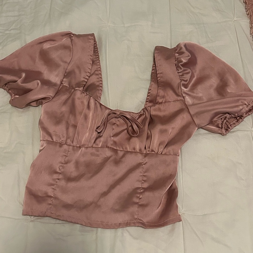 pink crop coquette top